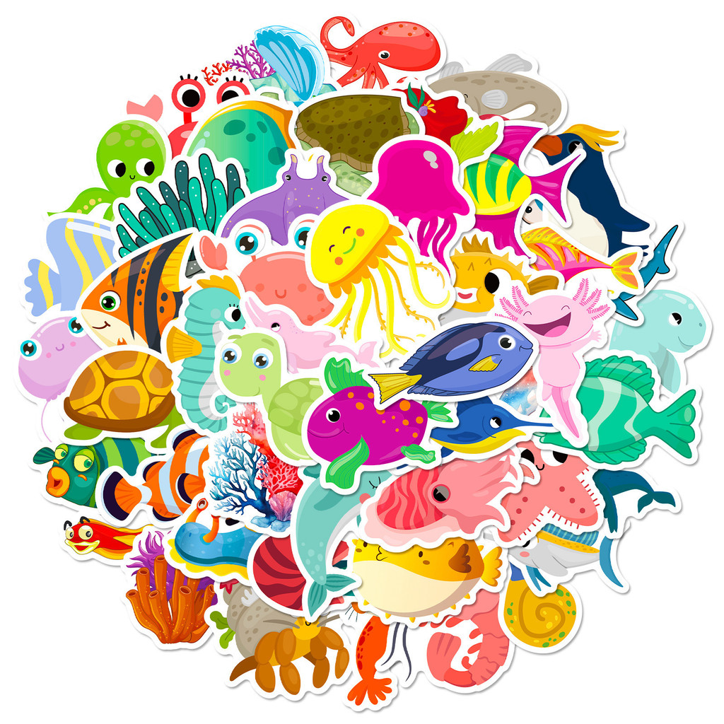 50Pcs Marine Life Stickers - C - Marine Life Aquariums บทวิจารณ์และราคา