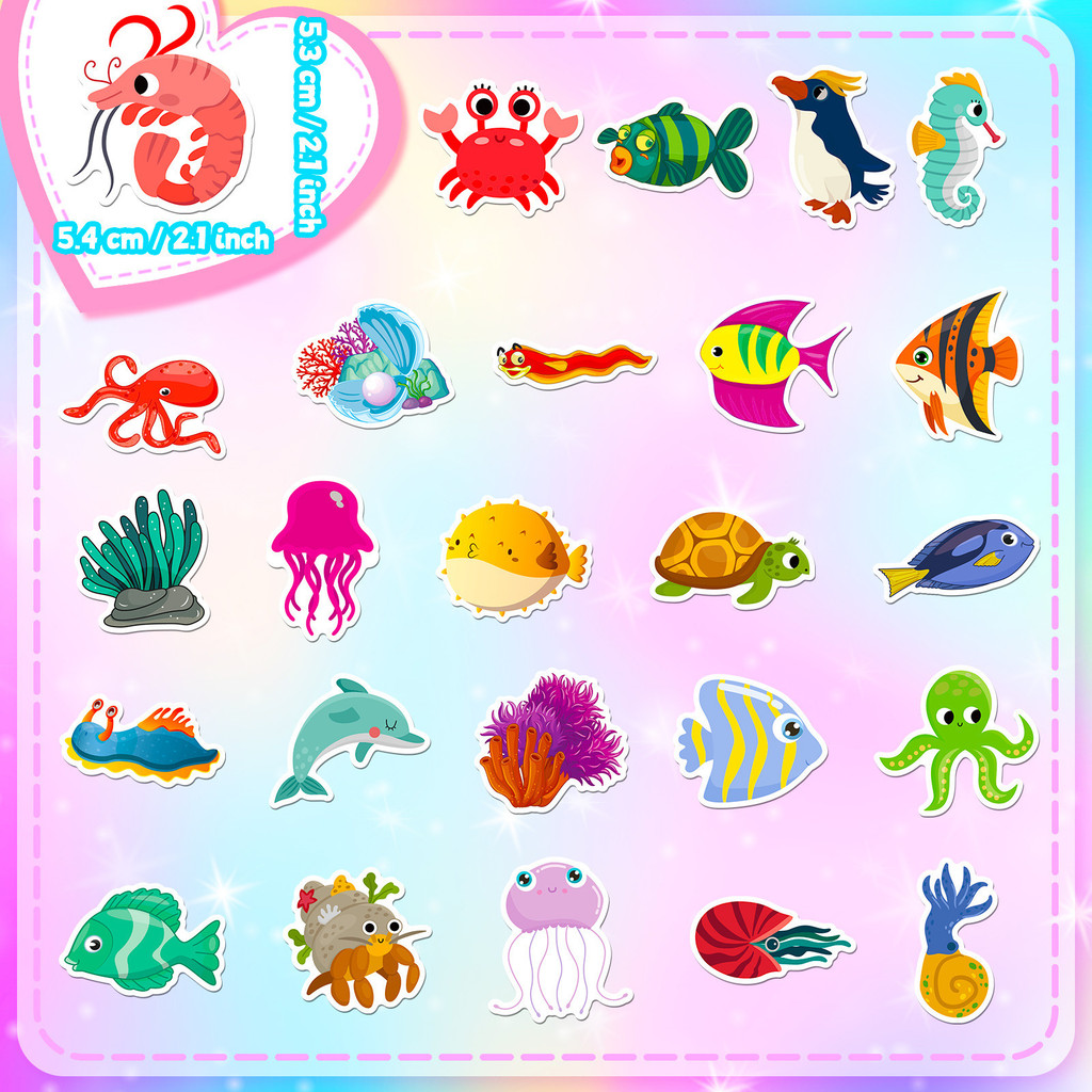 50Pcs Marine Life Stickers - C - Marine Life Aquariums บทวิจารณ์และราคา