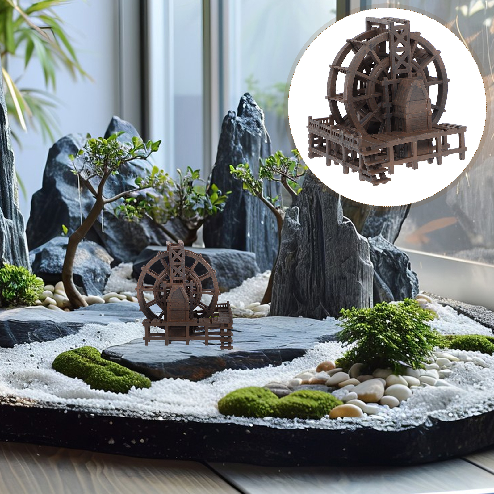 Miniature Water Wheel Ornament - Marine Aquarium Water บทวิจารณ์และราคา