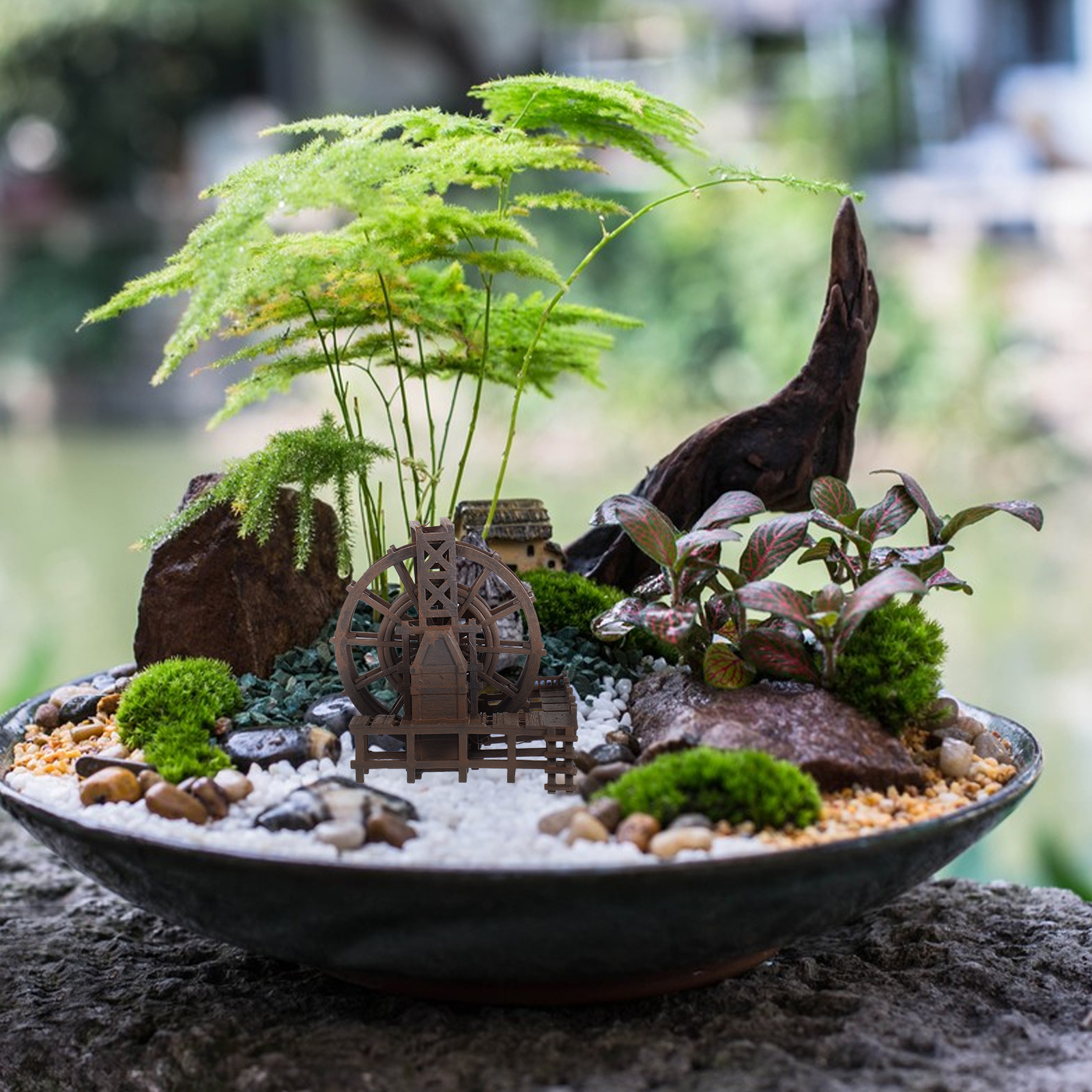 Miniature Water Wheel Ornament - Marine Aquarium Water บทวิจารณ์และราคา