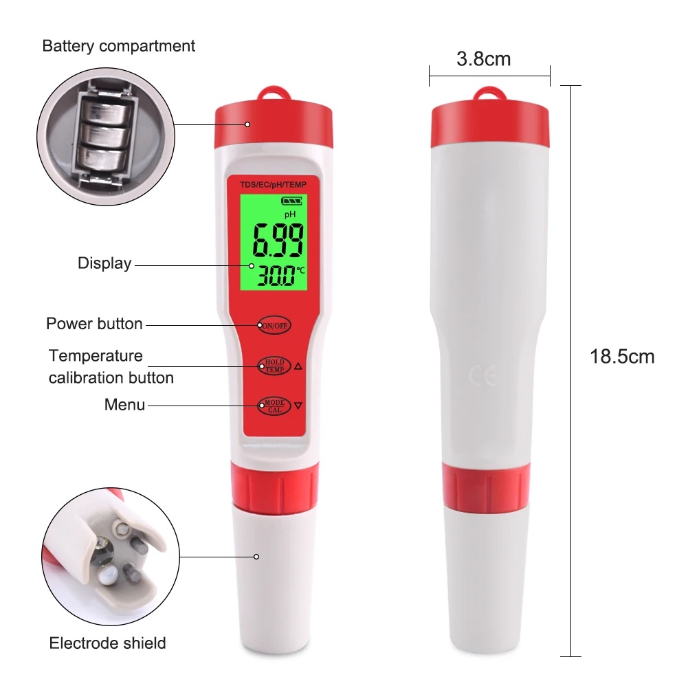 4 IN 1 TDS PH Meter PH/TDS/EC/ - Marine Aquarium Water Analyzer บทวิจารณ์และราคา